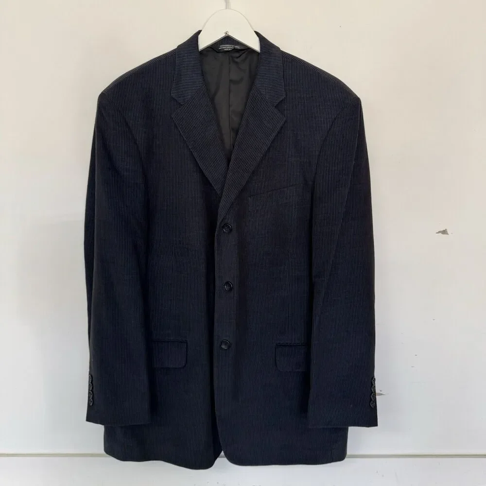 Perry Ellis Sport Coat Blazer Navy Corduroy Suit Jacket Cotton 42 Regular